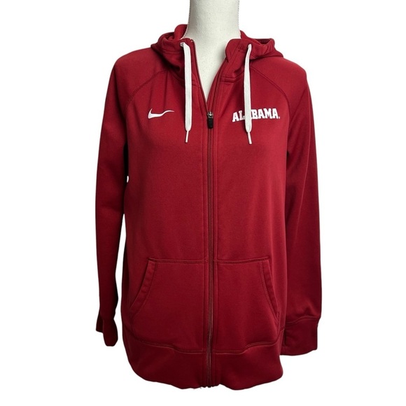 Nike Therma-Fit Women’s Alabama Hoodie Sweatshirt Sz Large Red Pockets Full Zip - Picture 1 of 12